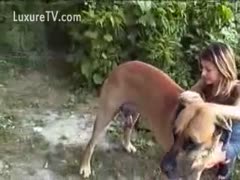 Doggie takes a nasty walk with a bitch